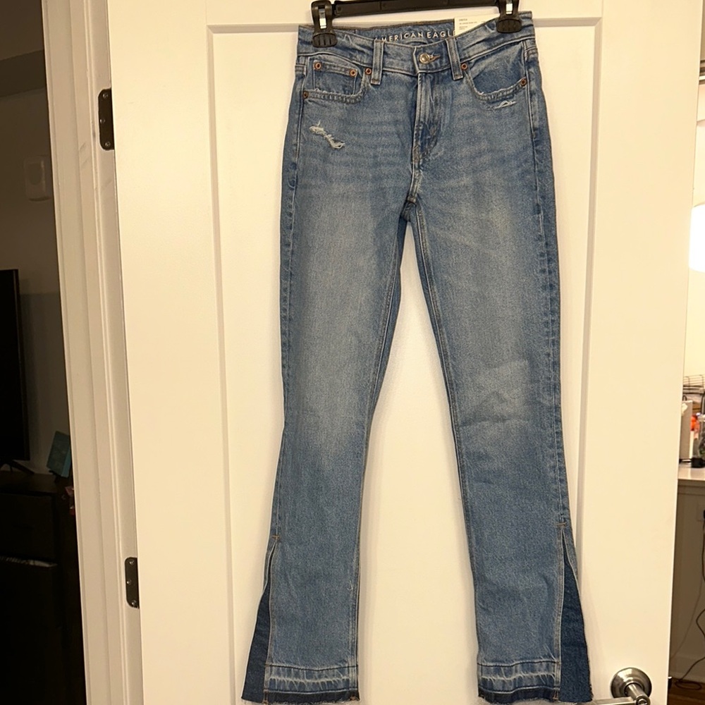Women's AE Low Rise Skinny Kick Blue Jeans